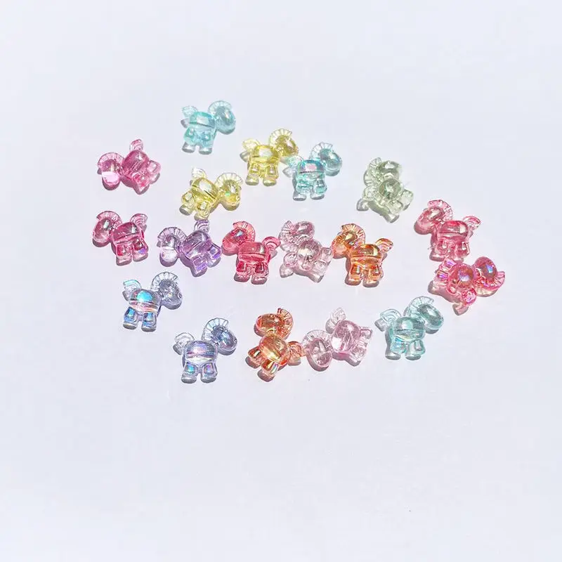 Cartoon DIY jewelry transparent color electroplating Aurora My Little Pony bead material bracelet necklace loose beads