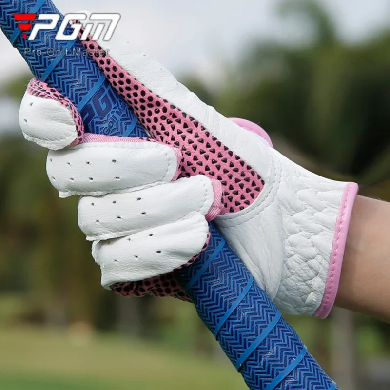 PGM 1 Pair Ladies Lambskin Leather Golf Gloves Women Breathable Anti-Slip Granules Mittens Left Right Hand Golf Gloves Fashion