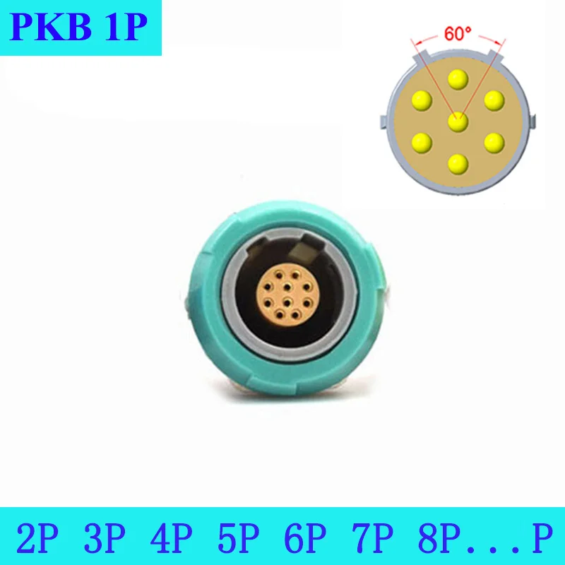 PKB 1P 60 Degree 2 3 4 5 6 7 8 9 10 12 14 Pins Hole Two Keyings Medical Plastic Push-pull self-locking Female socket Connector