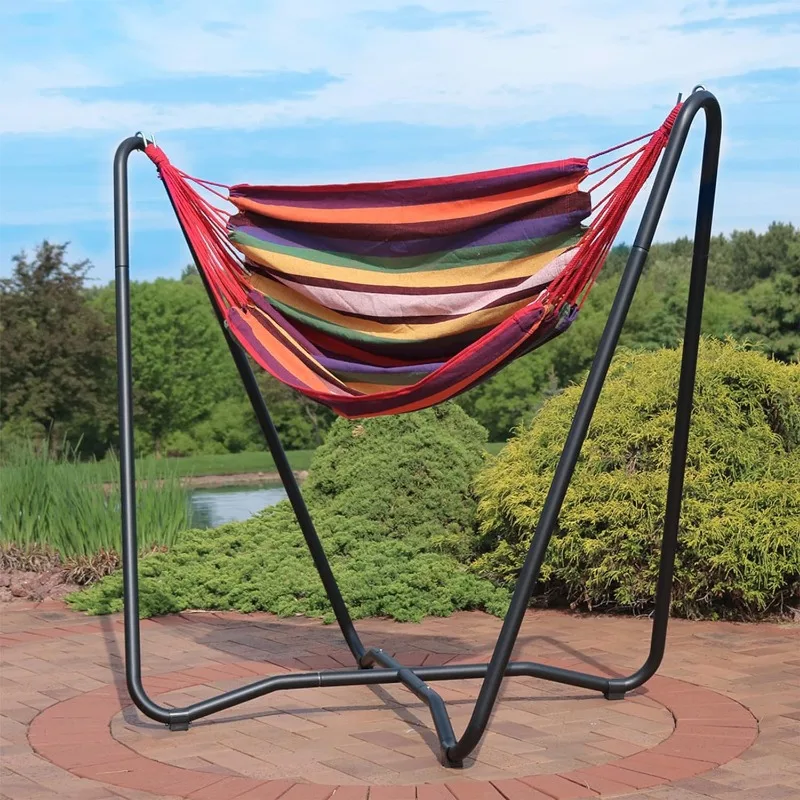 2-Point Hanging Hammock Chair with Space-Saving Stand - Indoor/Outdoor - 330-Pound Capacity - Sunset