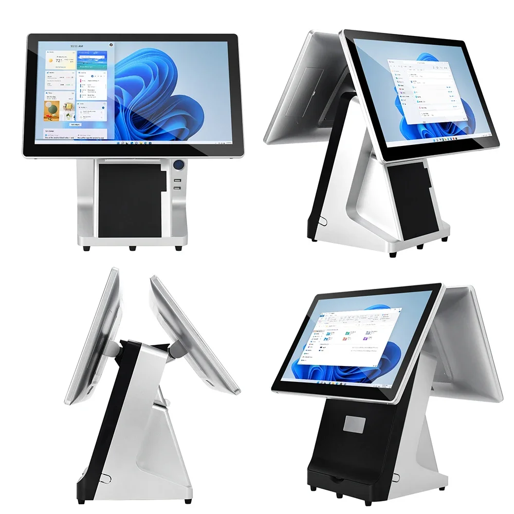 15.6+15.6 Inch Capacitive Dual Touch Screen Plastic Shell Restaurant Pos Toast Pos All In One Pos Terminal