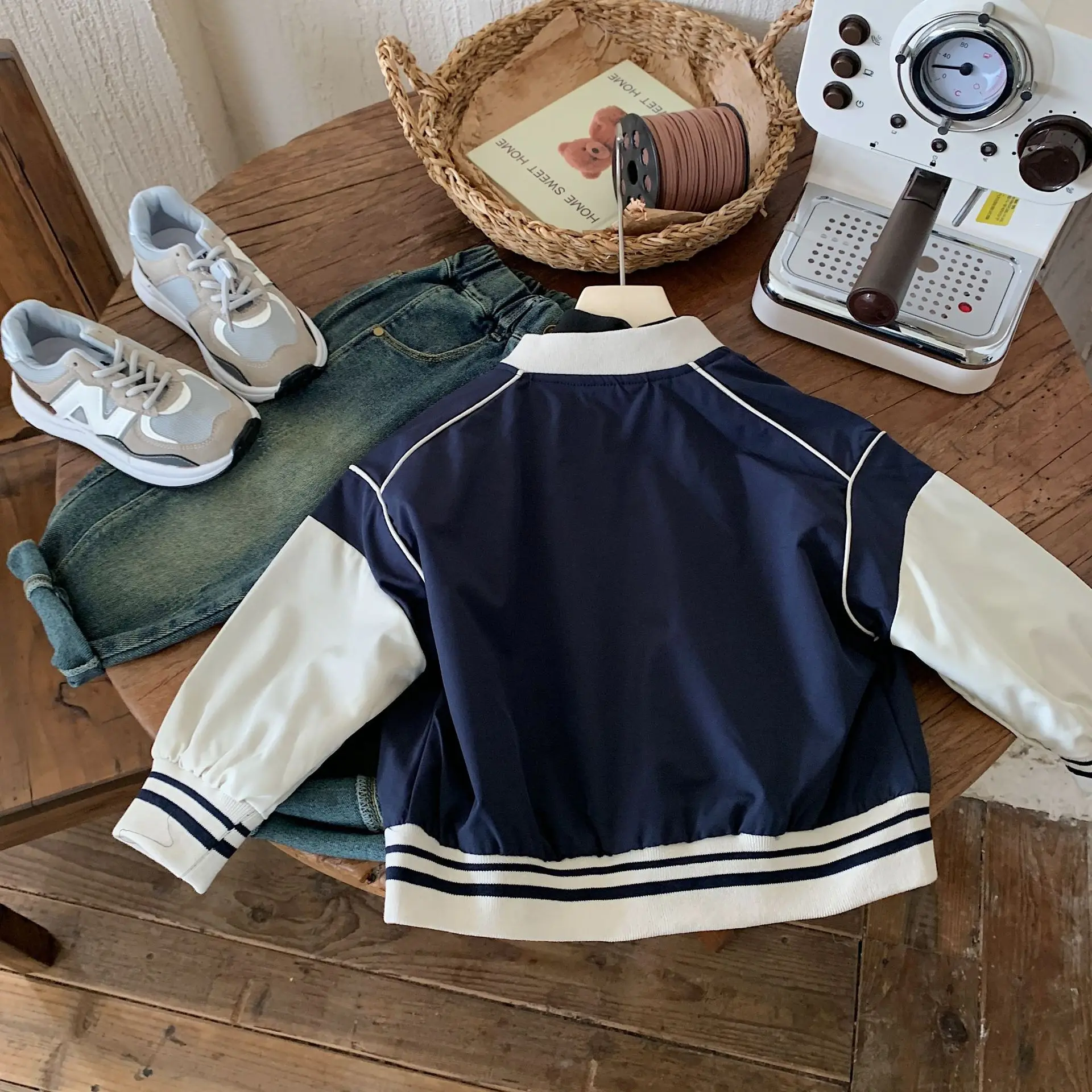 Spring Autumn Baby Boys Preppy Contrast Alphabet Full Zip Varsity Jackets School Kids Stylish Coats Children Outfit Tops 1-12 Yr