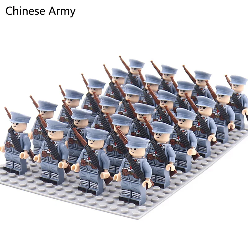 Juego de bloques de construcción de soldados militares de la Segunda Guerra Mundial, juego de armas, figuras de acción del Ejército de EE. UU., Reino Unido, China y Francia, 24 piezas por lote, juguetes para niños, regalos