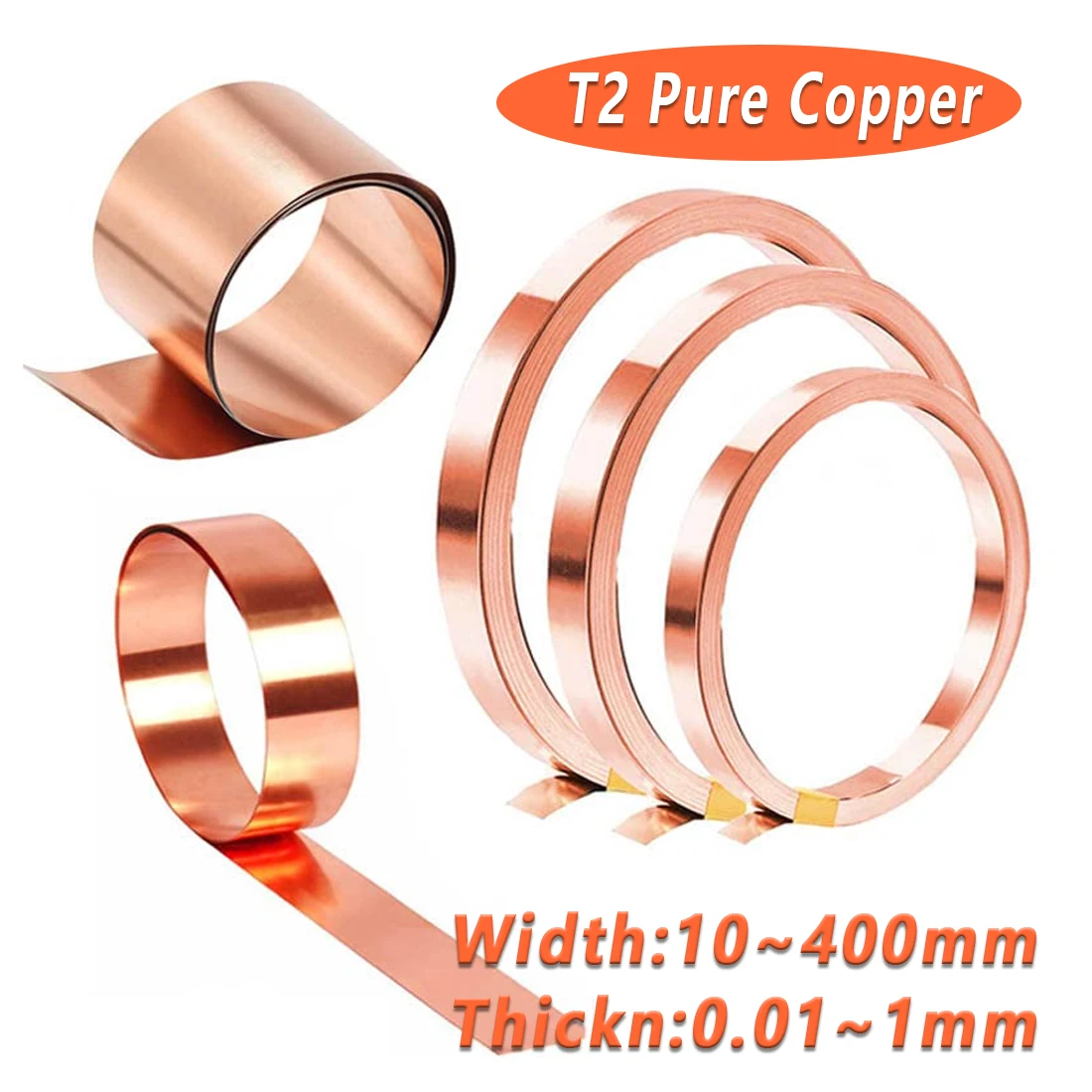 

1M T2 Copper Strip, Pure Copper Sheet, Pure Red Copper, Ultra-Thin Copper Foil, Red Copper Strip, Grounding Heat Sink