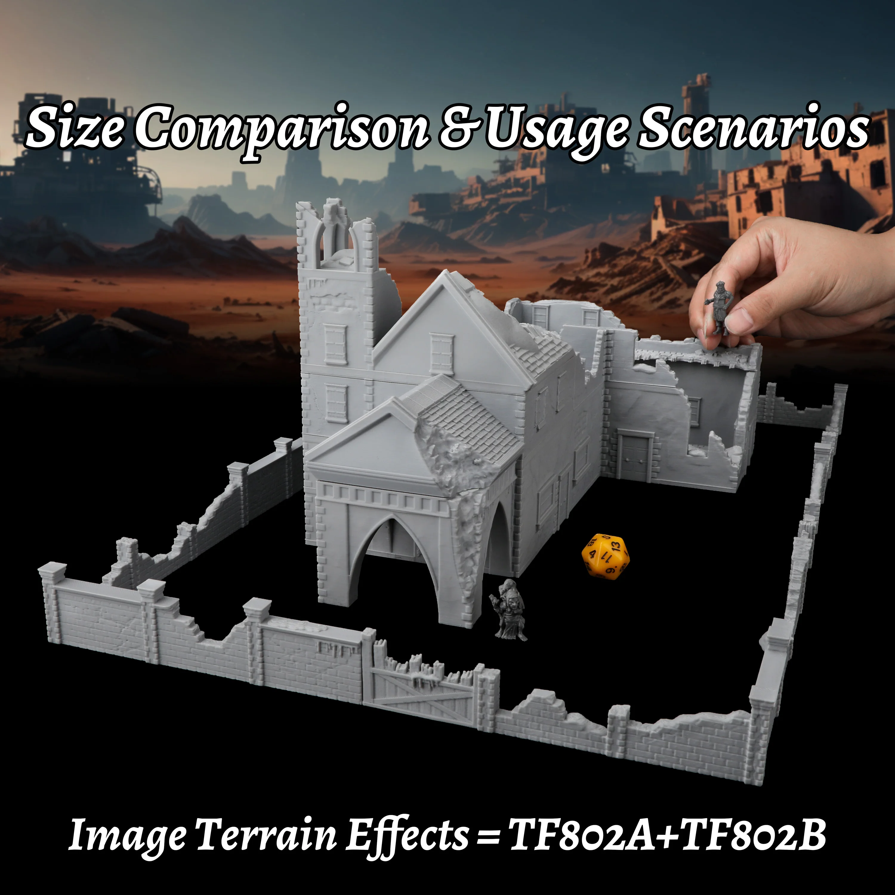 RPG Ruined Manor & Damaged Wall Terrain – Fantasy RPG Scene Creation Accessory for Tabletop Roleplay & Noble Estate Exploration