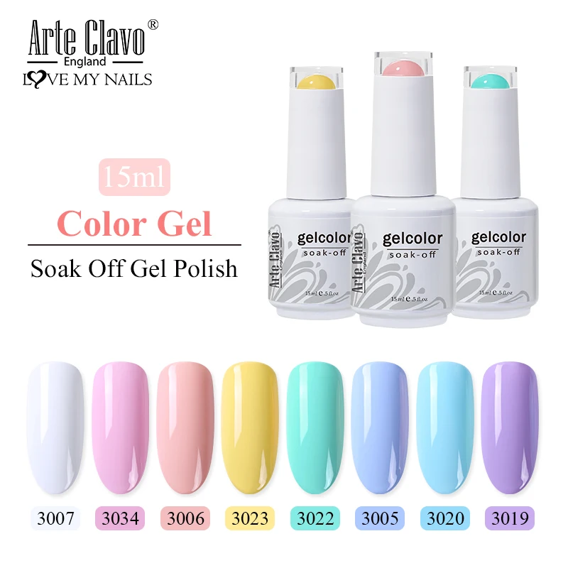 Arte Clavo 15ml Gel Nail Polish No Chipping And Fading UV LED Soak Off Top Base Gel Colorful Nail UV Gel Varnishes For Nails