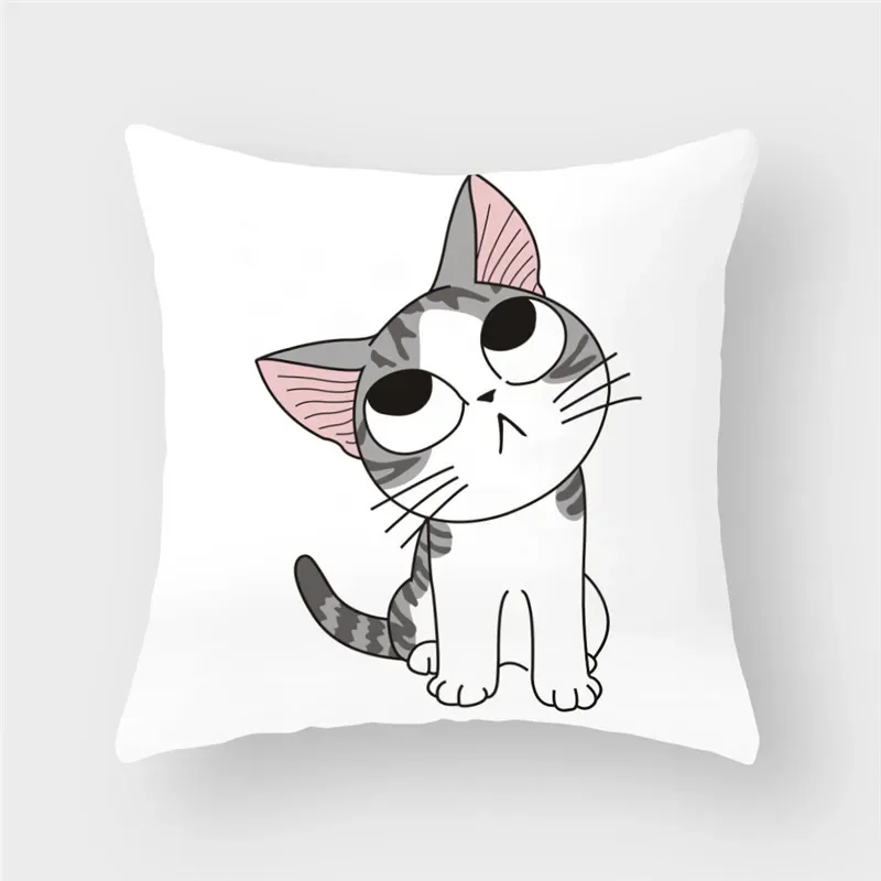 45x45cm Funny Cute Cat Cushion Cover Cartoon Pets Pillows Cases for Sofa Home Decor Pillowcase Polyester Throw Pillow