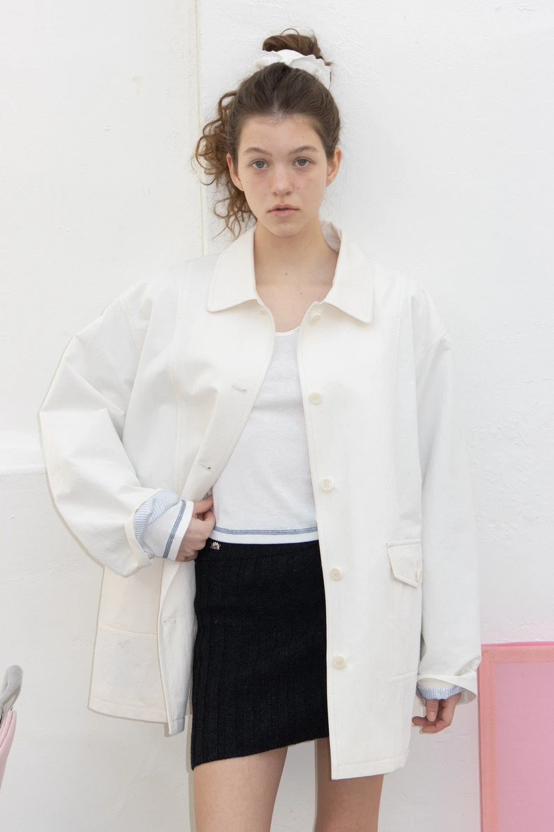 

PREON, весеннее новое пальто цвета Cheered Blo ort, женская верхняя одежда из смеси хлопка с белым воротником, повседневная одежда для поездок на работу