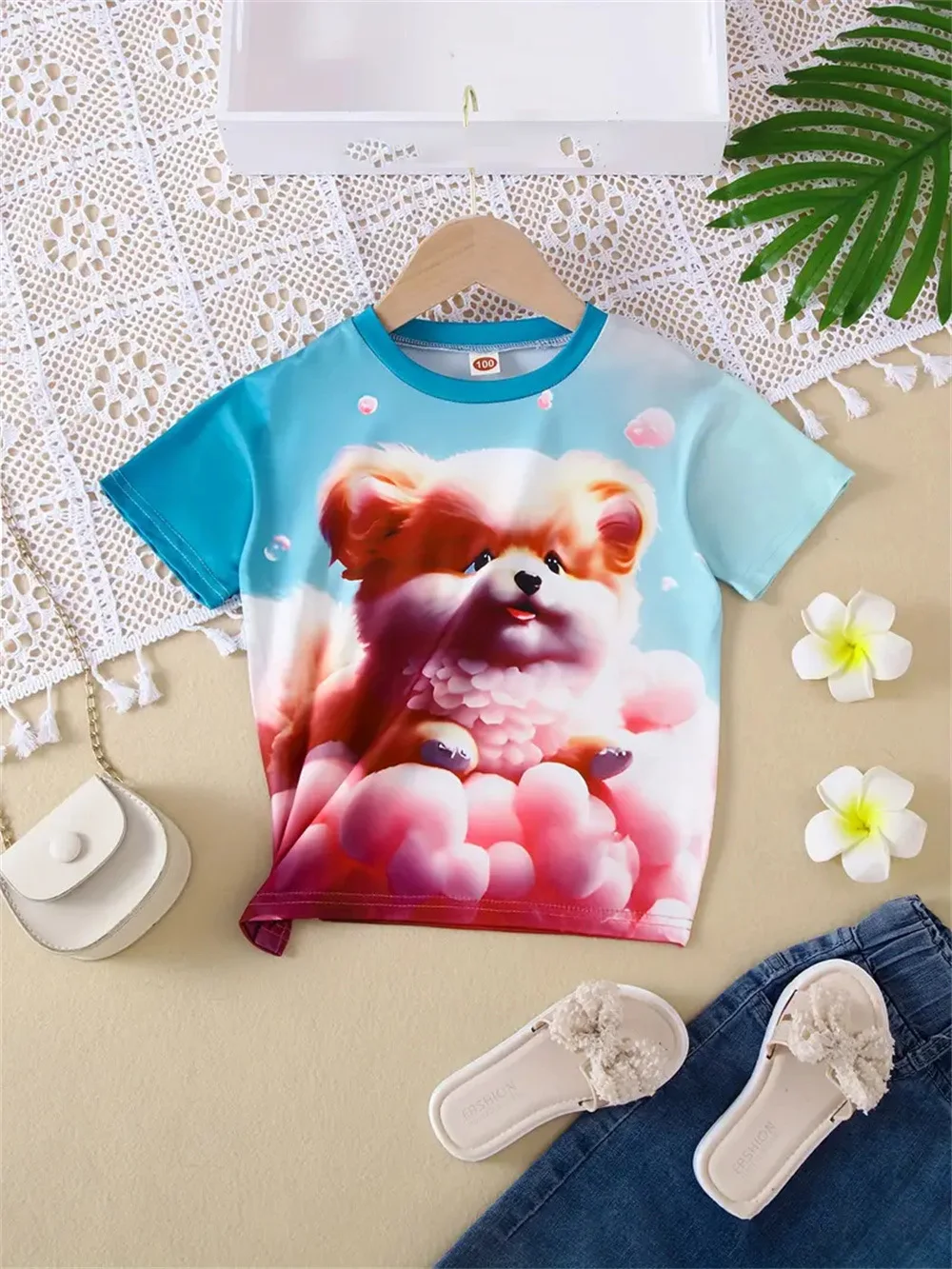 Girls' T-Shirts Summer 3d Print Fashion Short Sleeved Tops Casual T-Shirts Girls' Clothing Children T-Shirts Children's Clothing