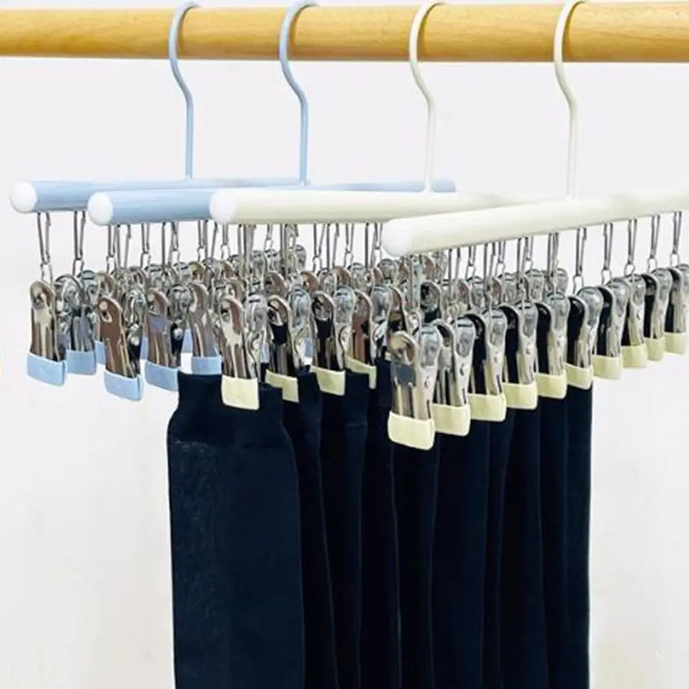 

3Pcs Stainless Steel Clothes Drying Hanger Anti-Slip Windproof Socks Drying Rack Space Saving with 10 Clips