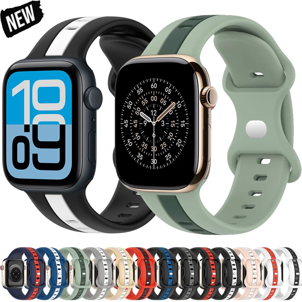 애플 워치 밴드용 실리콘 스트랩 49mm 46mm 45mm 41mm 44mm 40mm 42mm 팔찌 iWatch UItra 11 10 9 8 7 6 5 4 SE 벨트