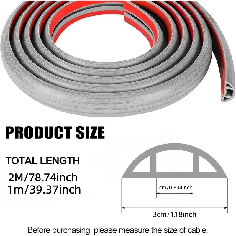 1PC 39.37/78.74in PVC Floor Cord Cover Cable Hider -Easy Install Floor Cable Management, Cut-to-Fit Lengths