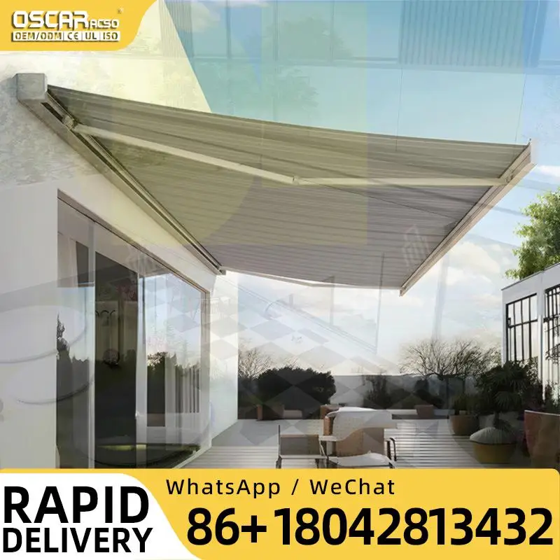 

Retractable Full Cassette Awning Outdoor Customized Remote Control Patio Garden Backyard Use Retractable Awning