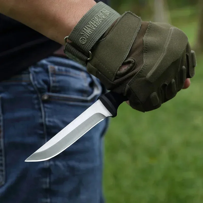 Cuchillo de autodefensa para exteriores EDC, cuchillo salvavidas de alta dureza para exteriores, cuchillo edc de acero inoxidable para escalada y acampada
