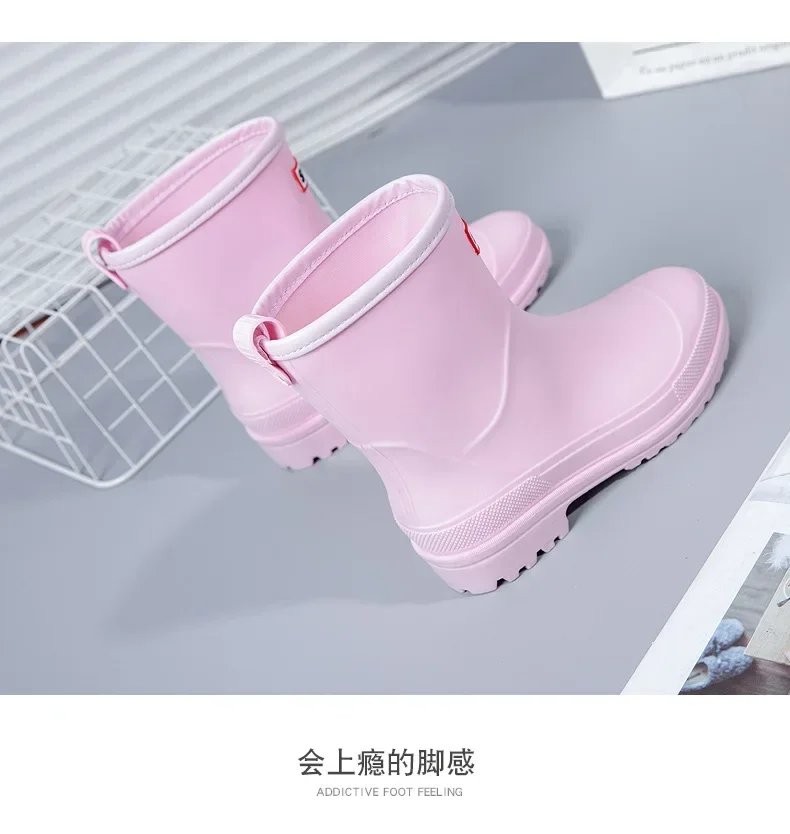 Kurze Regenstiefel für Damen, rutschfeste PVC-Wasserschuhe, wasserdichte Outdoor-Schuhe, modische Damen-Wasserstiefel – Detail 27