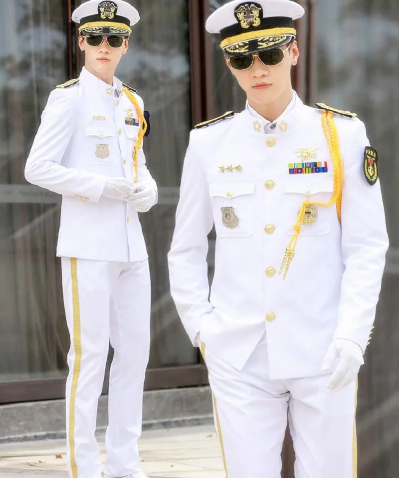 

Униформа капитана с воротником-стойкой, белые костюмы, международный морской волны, весенне-осенняя стандартная униформа безопасности Concierge CT051