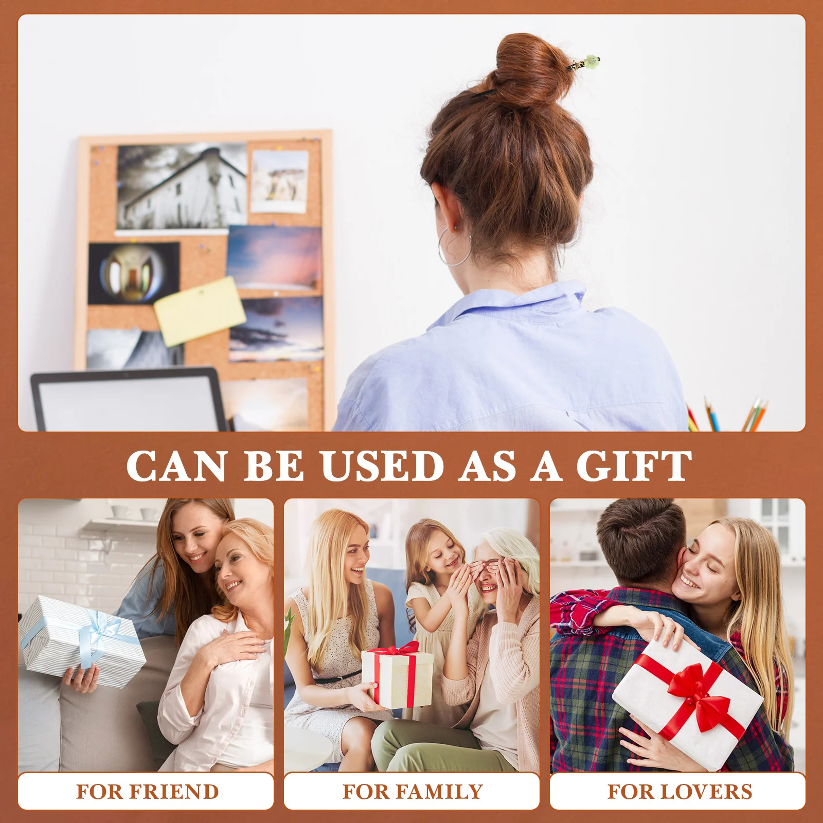 

1pc Wooden Hairpin Black Retro Simple Elegant Traditional Chinese Style Female Hairpin For Women Reusable Decorative Hair