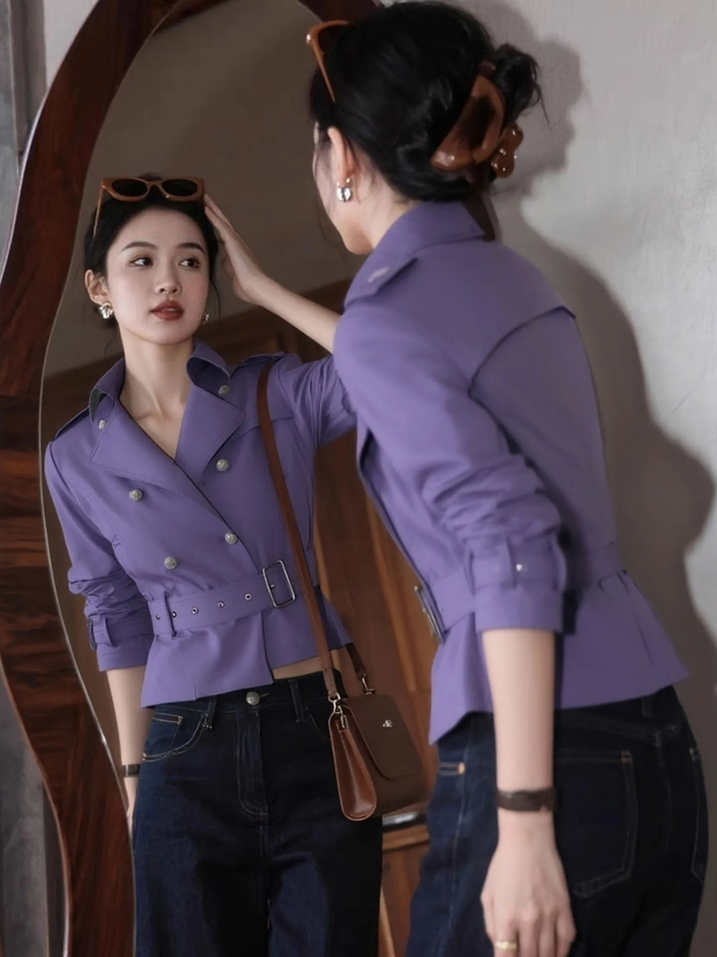 

Женская модная легкая куртка Ele ort Purple Jaet, весна 2026, премиум-класса, для зрелых женщин, маленький размер