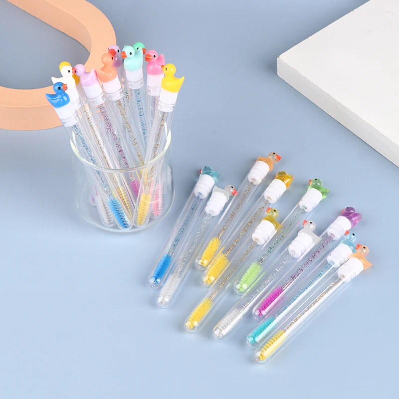 فرشاة رموش أنبوبية قابلة لإعادة الاستخدام ، فرشاة حواجب ، قضيب كريستال ، أداة تمديد الرموش المقاومة للأتربة ، عصا ماسكارا رموش ، تصميم بطة لطيف ، 1: 1 #2