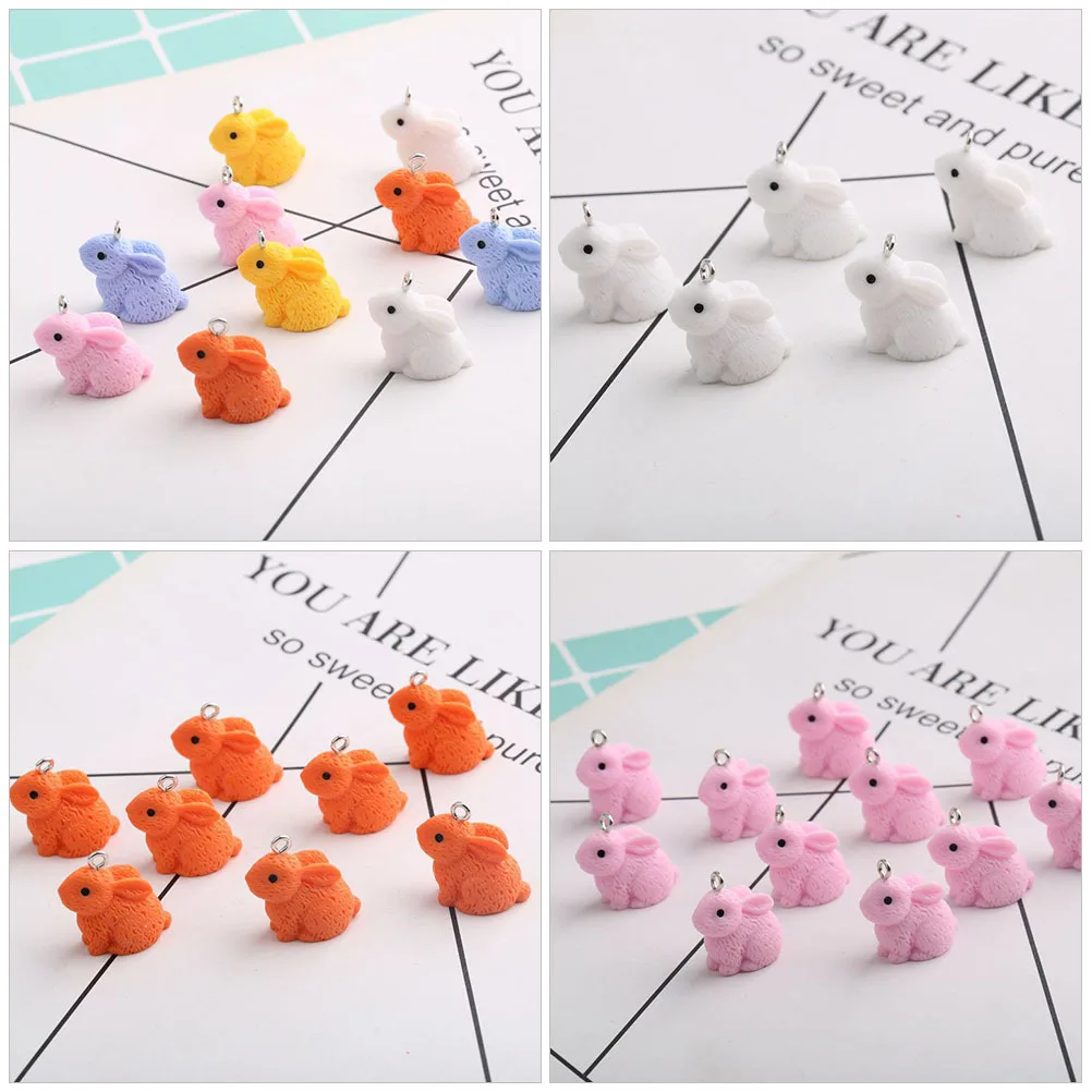 

20 шт., подвески в виде кролика из смолы, подвесные подвески в виде кролика, ювелирные изделия «сделай сам», аксессуары, пасхальный комплект для рукоделия, подвески в виде кролика, комплект для изготовления ювелирных изделий