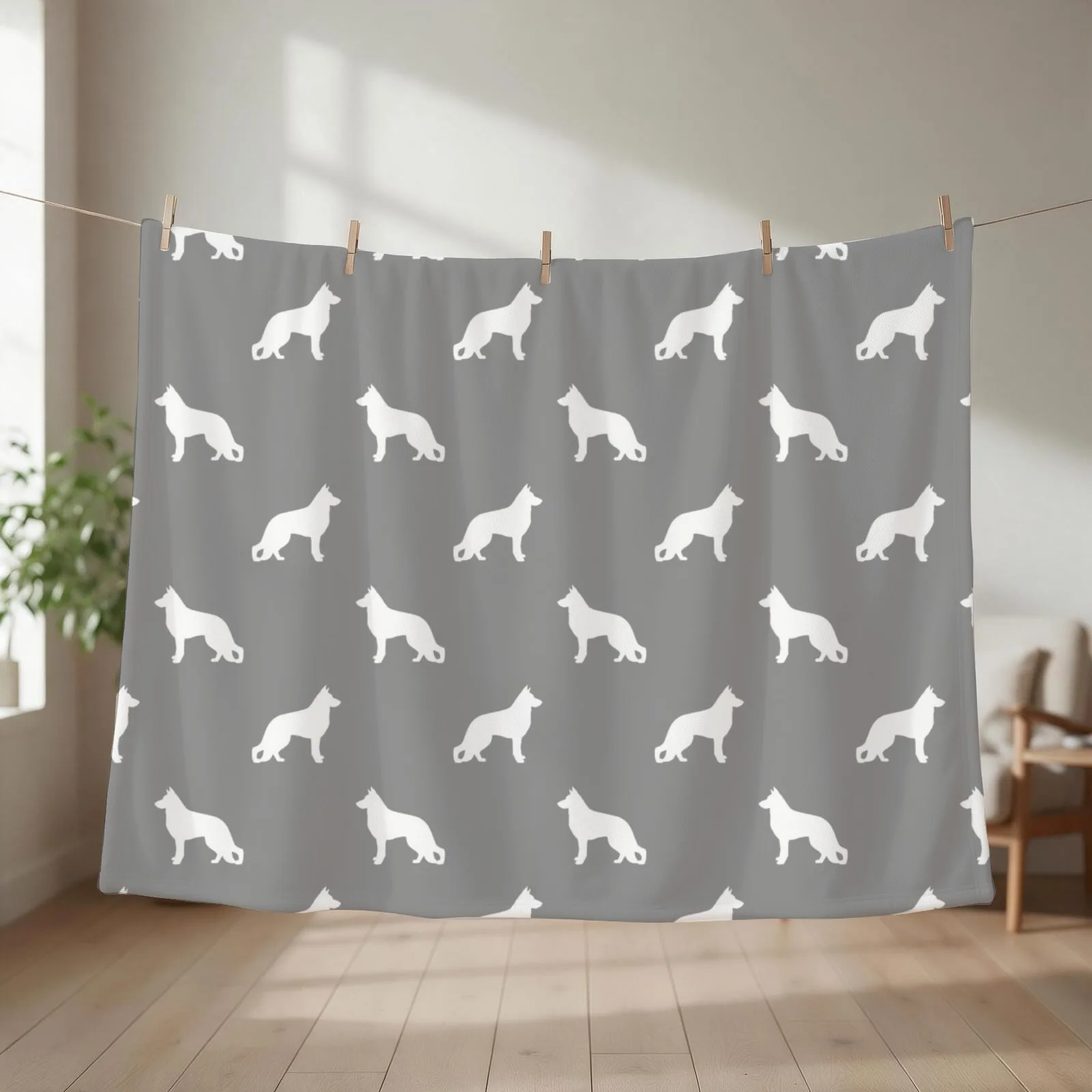 White German Shepherd Dog Silhouette Throw Blanket Sleeping Bag Moving Luxury Thicken heavy to sleep Blankets