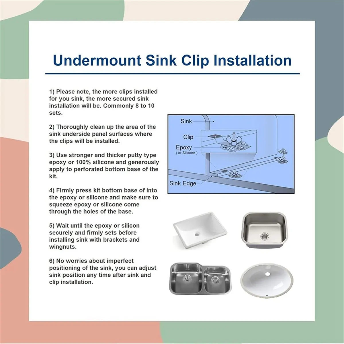 10 قطعة مشابك بالوعة، دعامات حوض سفلية، مشابك دعم حوض المطبخ والحمام والسيراميك المقاوم للصدأ #6