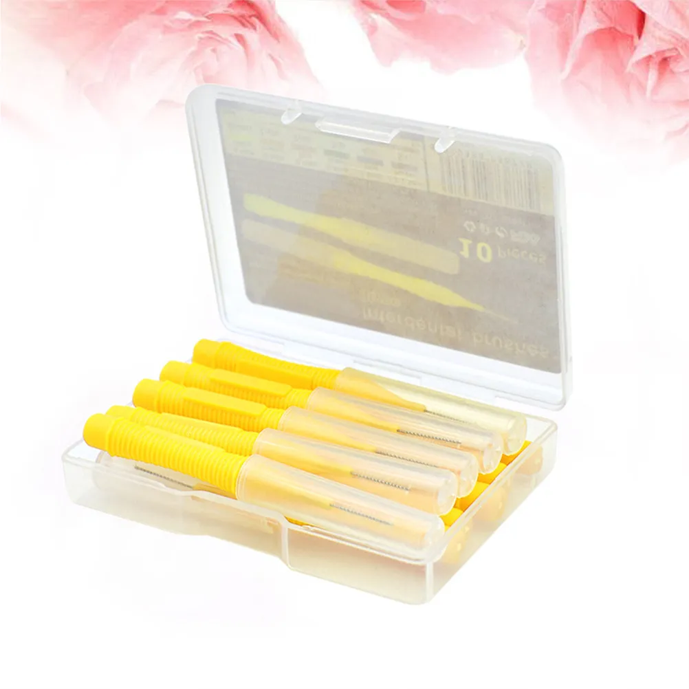 1Set Interdental Brushes Yellow Comfortable Teeth Food Debris Removal Oral Care Tool Floss Brush