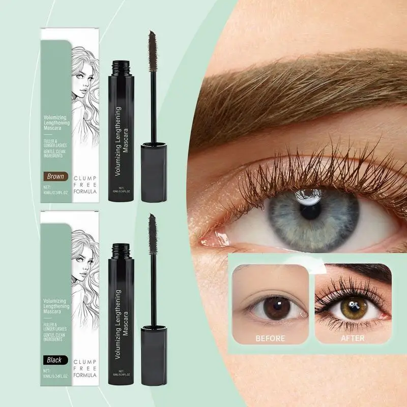 Mascara volumisant Tube Mascara à friser brosse Ultra-fine allonge les cils imperméable à séchage rapide Mascara à friser marron noir