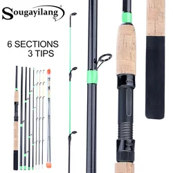 Sougayilang 3m Feeder L M H Power Fishing Rod Portable 6 Sections  Carbon Fiber Travel Rod Lengthened Handle Rod Fishing Tackle