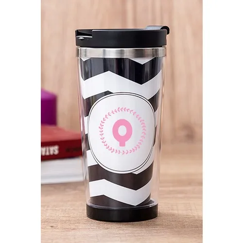 Gift Shop Letter Q with Pink Frame Black Thermos Cup