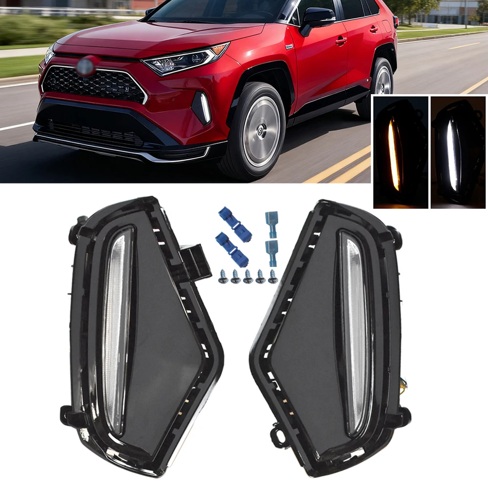 

Dual Color LED DRL Fog Light Housing for 2019-2025 Toyota RAV4 - Pair 81210-47010 81220-47010 52128-0R150 52127-0R150