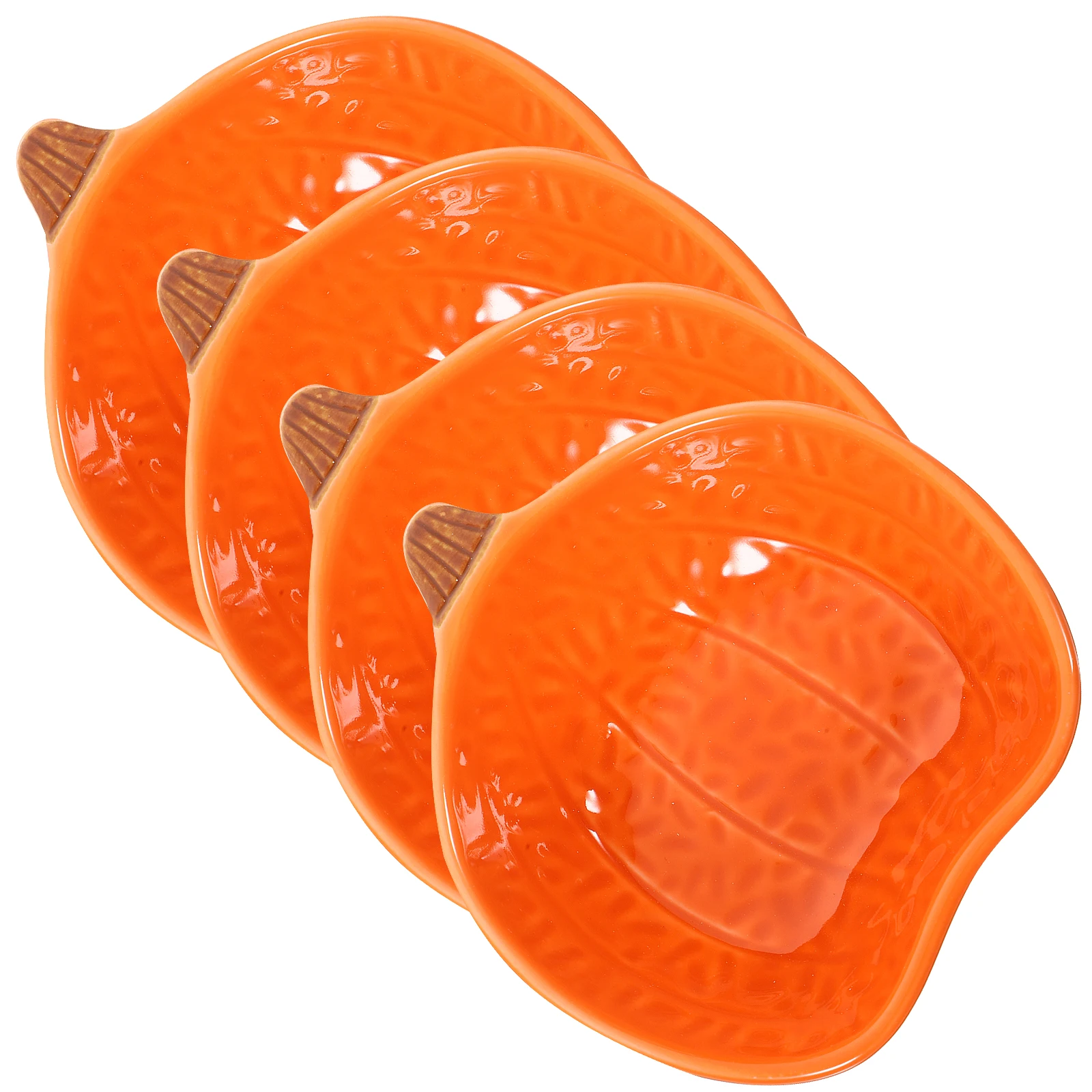 

4 Pcs Cartoon Pumpkin Ceramic Small Dish Halloween Fall Pumpkin Ceramic Mold Seasoning Bowl Dipping Sauce Appetizer Serving Dish
