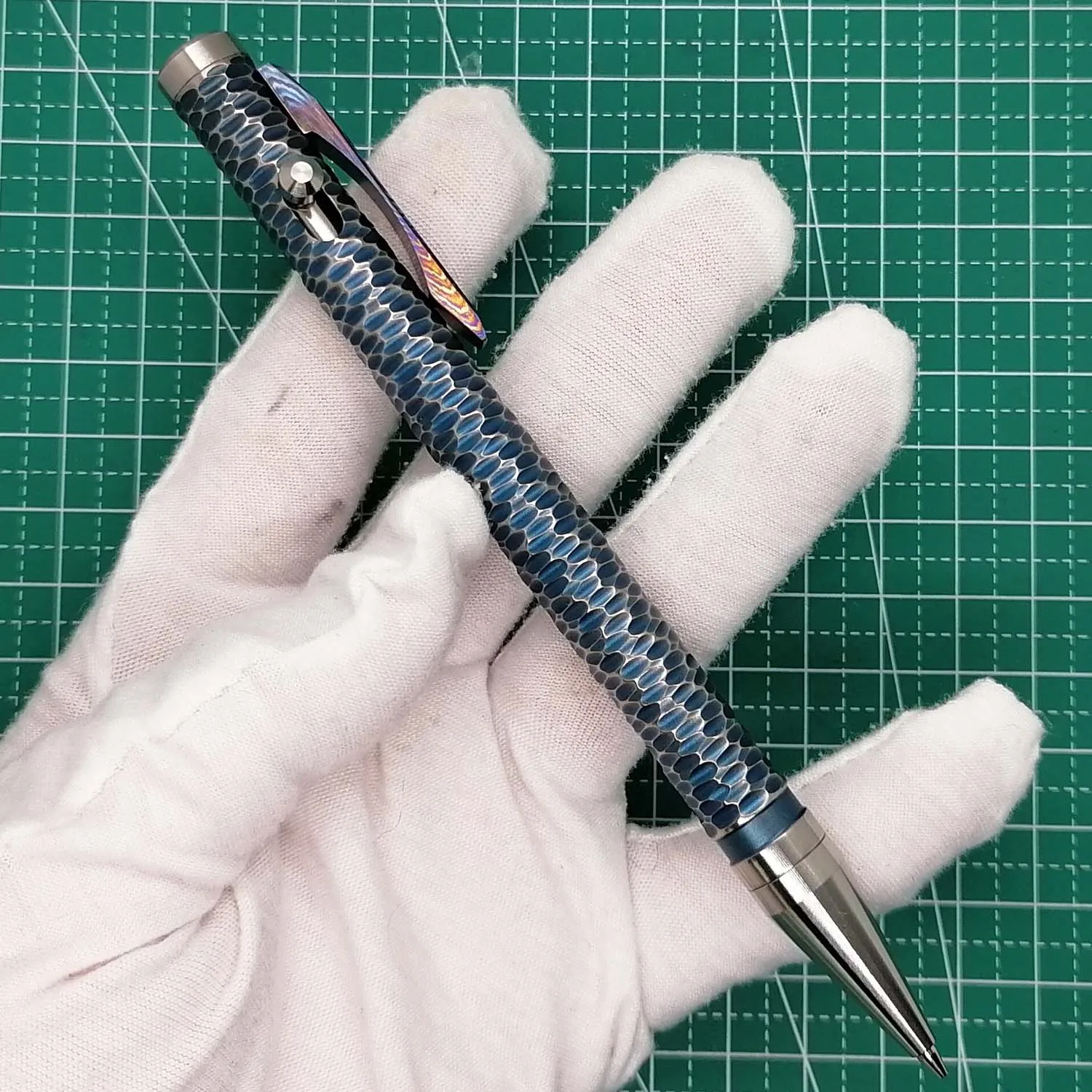 

1 Piece Titanium Alloy CNC Machined EDC Mechanical Pencil with Titanium Damascus Pocket Clip 0.7mm