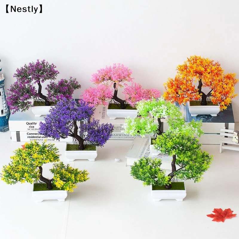 Three-Pronged Pine Artificial Plant Home Decoration Ornament Bonsai Potted Plant〔Nest〕