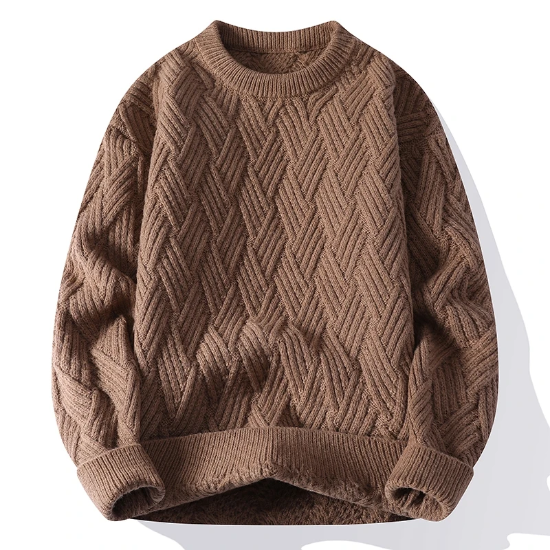 

Vintage Twist Sweater Winter Men Round Neck Solid Color Male Fit Knitted Pullover Loose Harajuku Mens Retro Sweaters