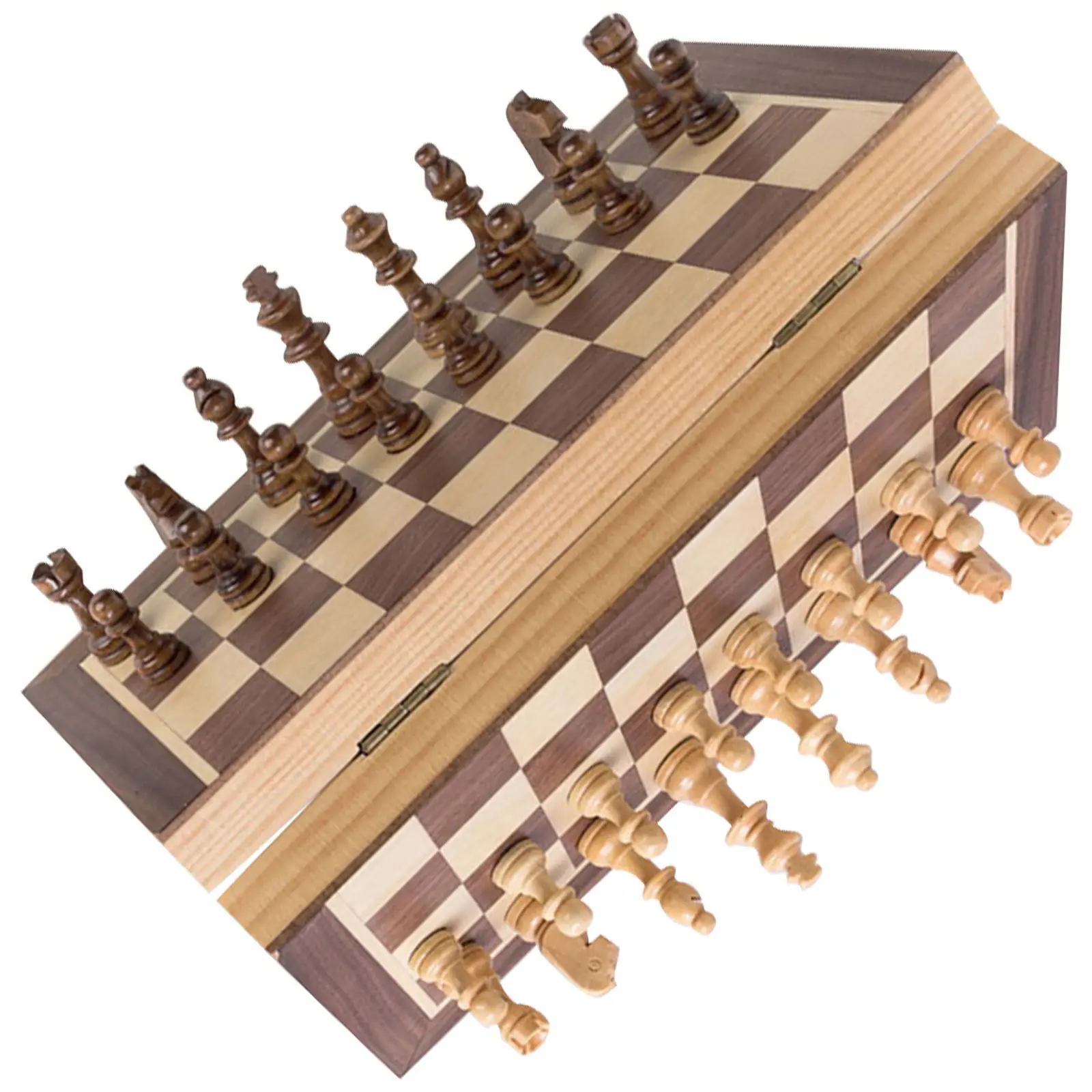 

Wood Chess Folding Board 40Cm Portable Set Educational Game for Adults International Chess
