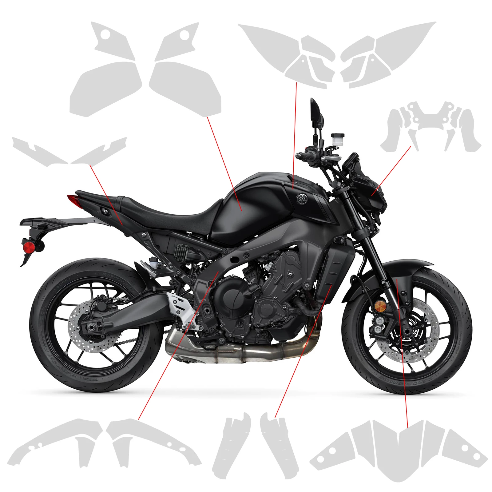 MT09 PPF For YAMAHA MT 09 Paint Protection Film MT-09 Fairing Protection TPU Anti-scratch Protection 2021-2024