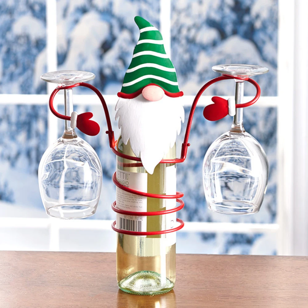 New Christmas Wine Bottle Glass Holders Xmas Themed Decoration 3 Types Optional Rack for Bar Wine Cellar Kitchen Storage Cabinet