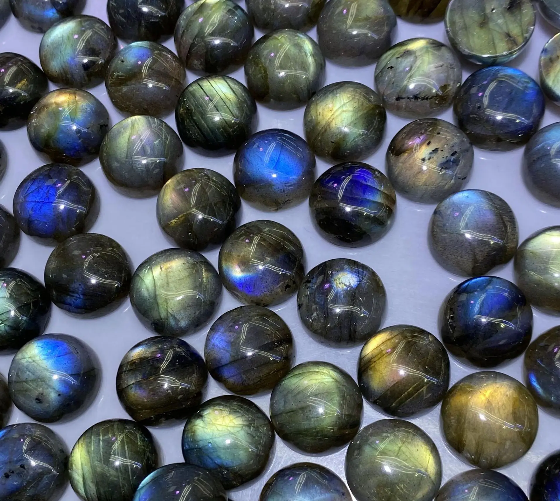 

Wholesale 10pcs/pack Strong Flash Labradorite Bead Cabochon 8mm 10mm 12mm 14mm 20mm Gemstone Loose Stone Jewelry DIY