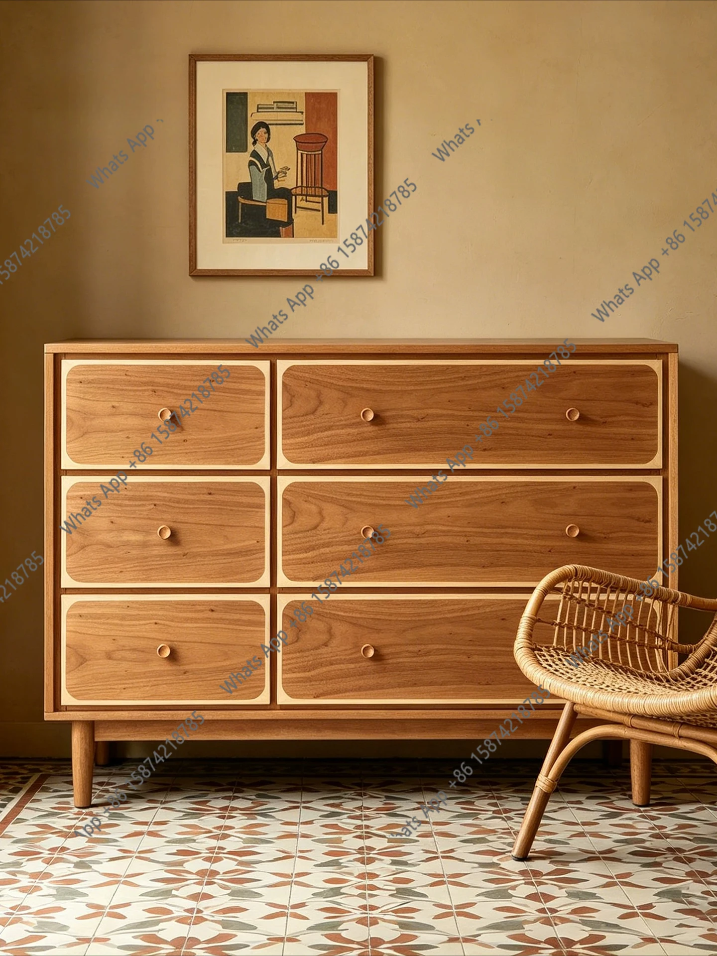 designer second-hand chest of drawers, home bedroom, six-chest of drawers, living room, sideboard, light luxury storage cabinet,