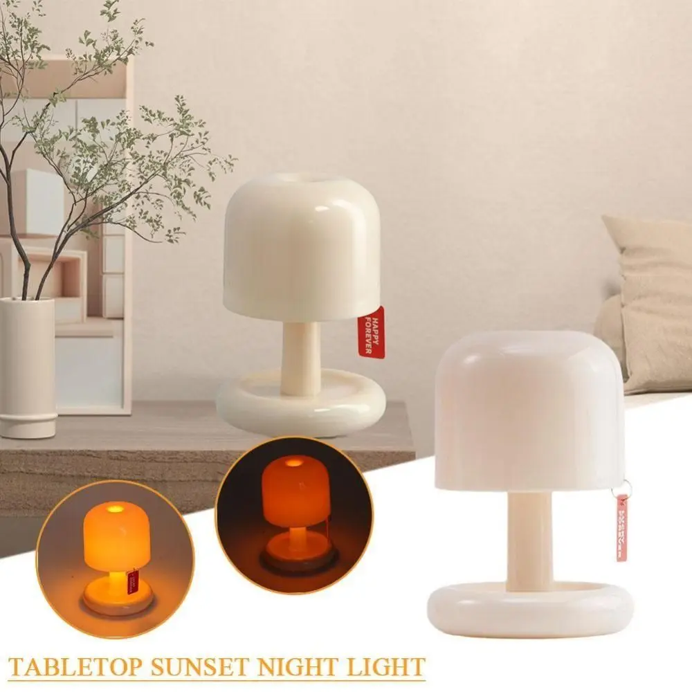 

Mini Gradual Sunset Mushroom Table Lamp USB Rechargeable Tabletop Sunset Night Light LED Creative Minimalist Desk Lights Bedside