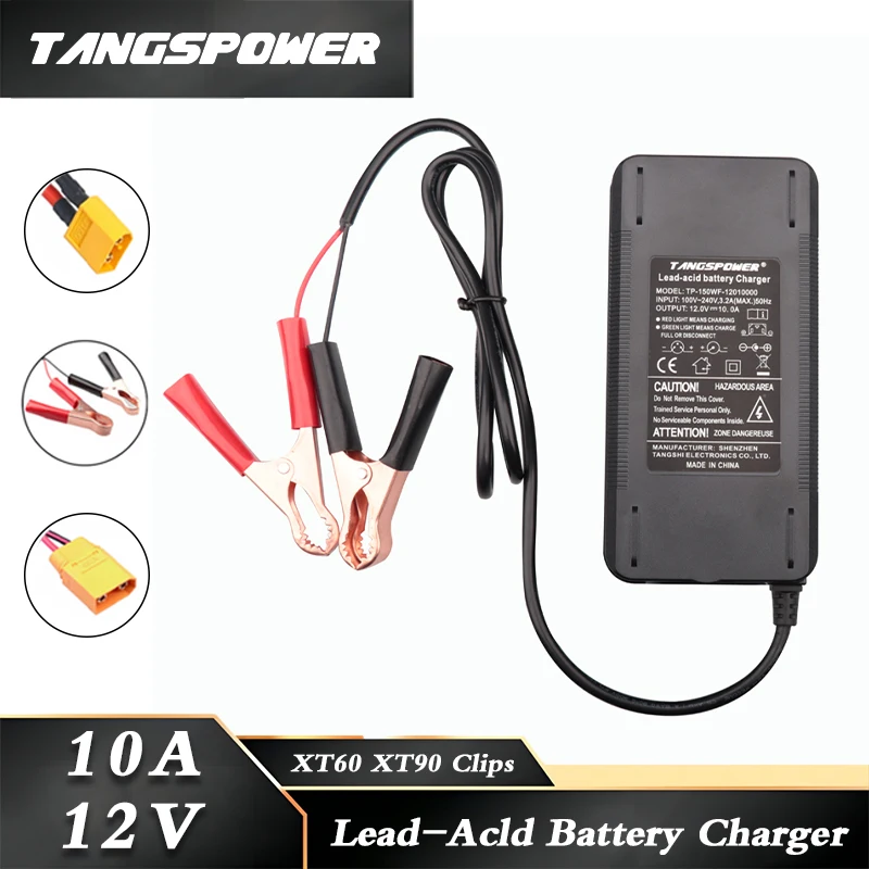 

12V 10A Lead-Acld Battery Charger XT60 XT90 Clips Connector With Cooling Fan Lead Acld Battery Pack Charger High quality