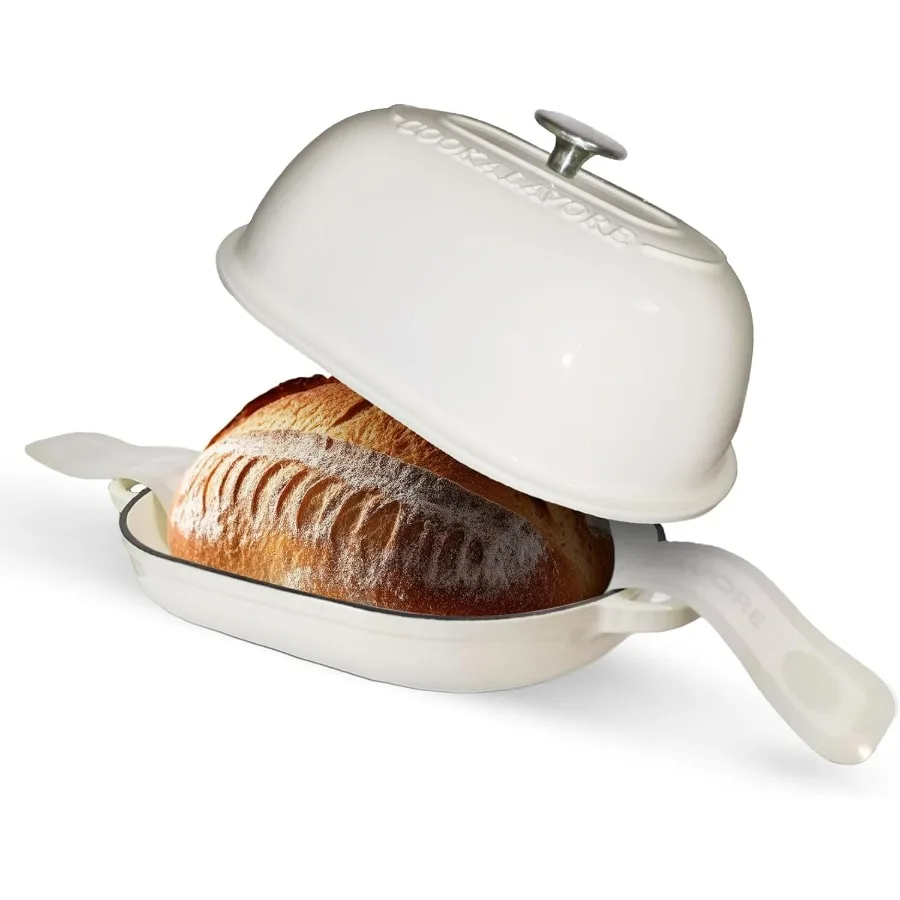 

Cast Iron Bread Oven6 QT Bread Oven Thick Enameled Loaf Pan with Lid Bread Pans for Homemade Bread 14.5Dutch Oven for Bread Bak