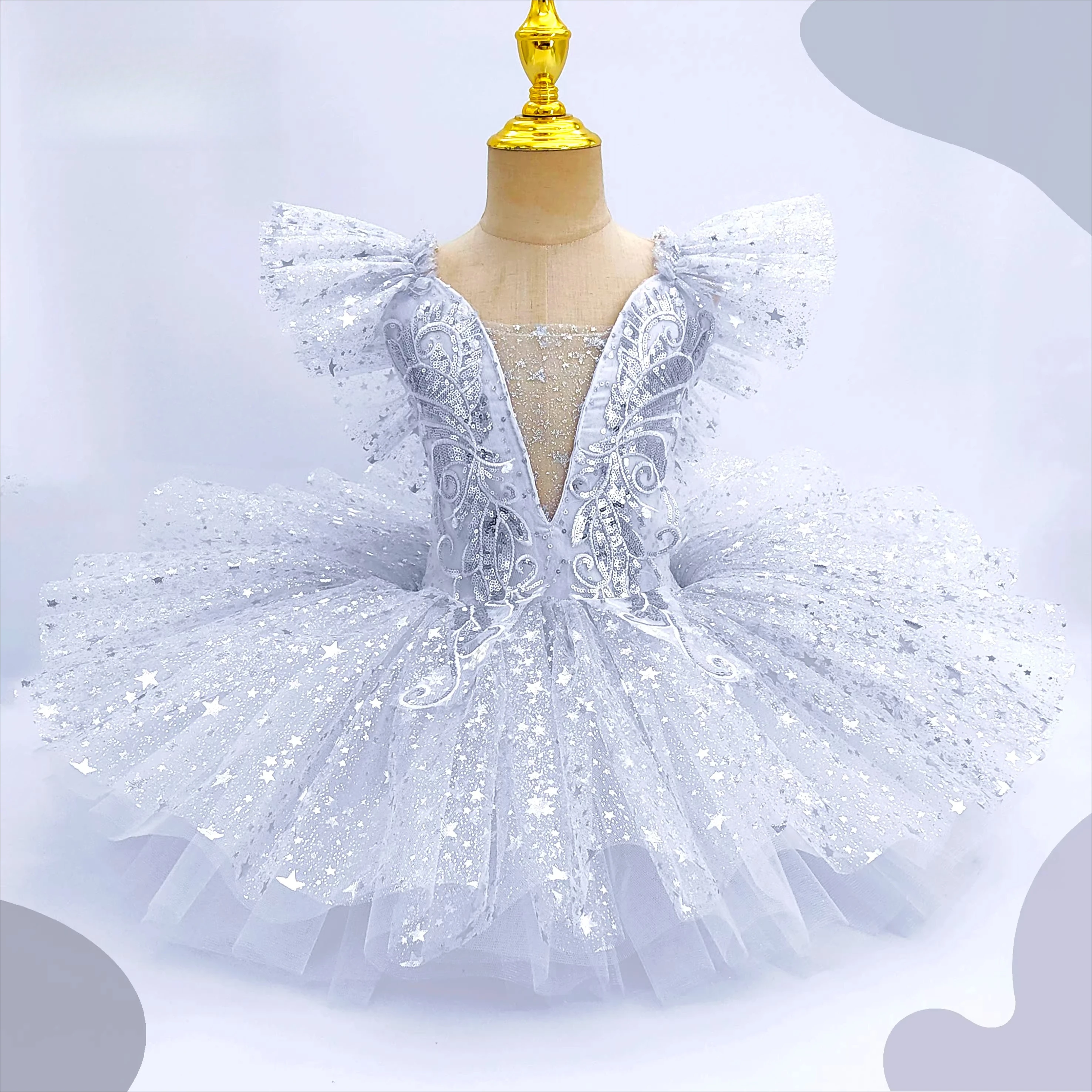 Robe de ballet pour enfants, tutu mignon pour enfants, costumes de spectacle sur scène, tutu de princesse à paillettes pour filles, costumes de danse pour spectacle sur scène