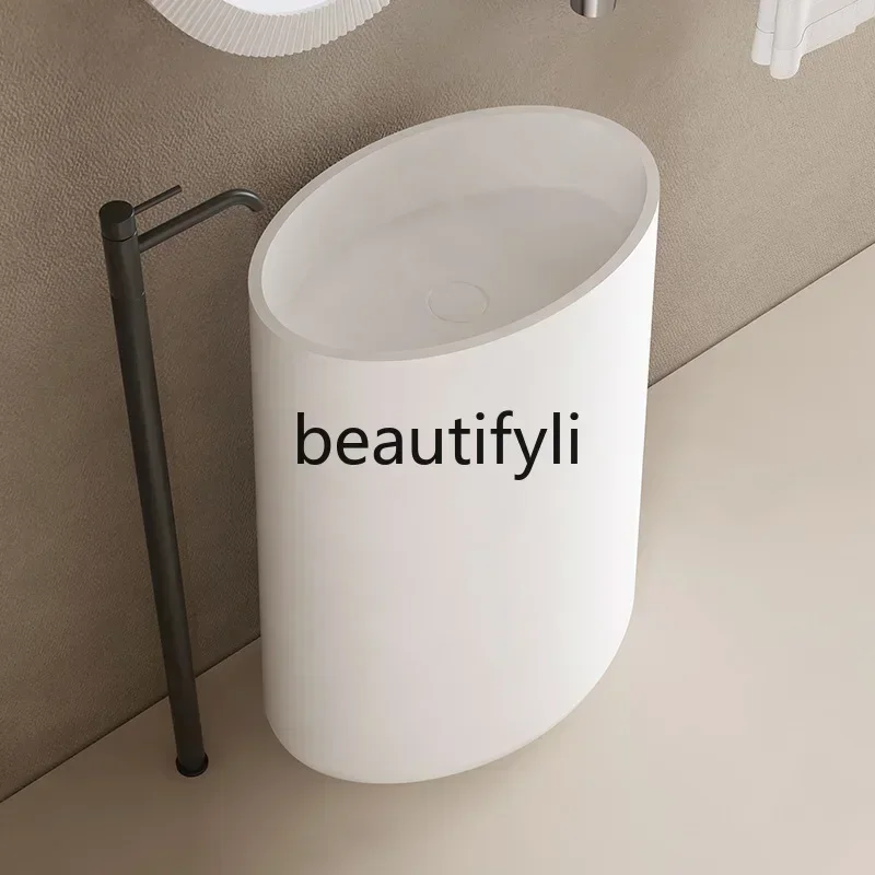 Hot sales  Small apartment household column basin light luxury hotel engineering homestay solid color wash basin