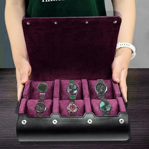Imagen 2 del producto Estuche de viaje para reloj - para hombre - para mujer - Nuevo organizador de estuche de viaje con rollo de reloj - Estuche para reloj - Organizador de caja para reloj con 6 ranuras