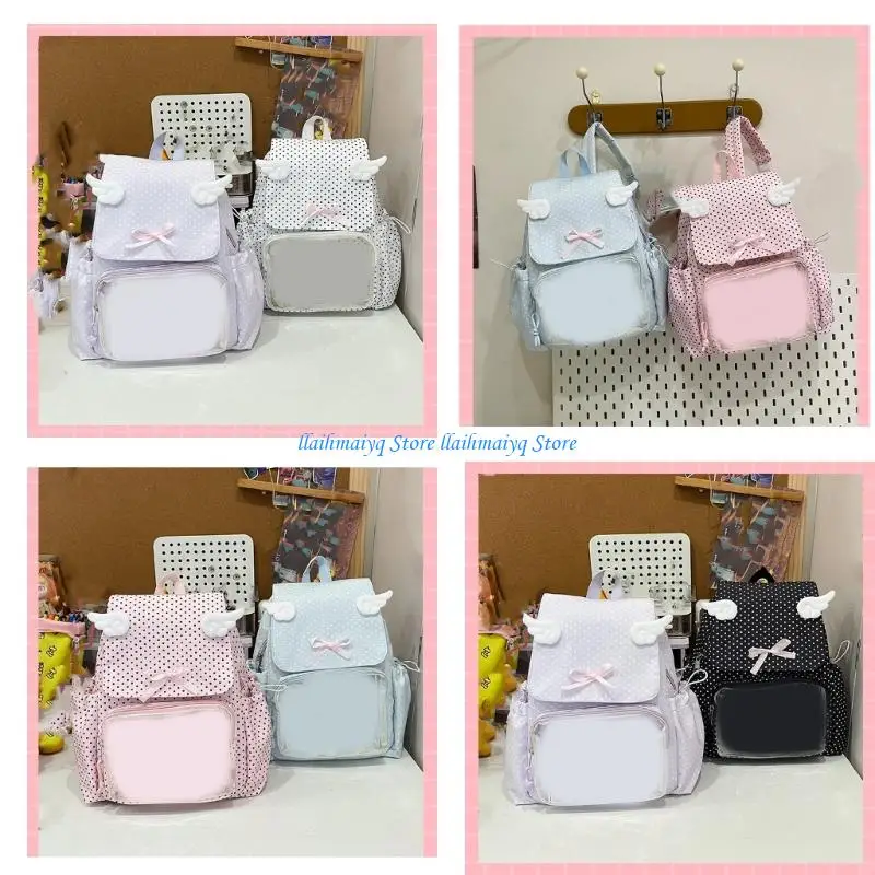 573B Itabag Backpacks Transparent Pins Display Backpacks with Inserts for School Concerts Anime Display Satchels Handbags