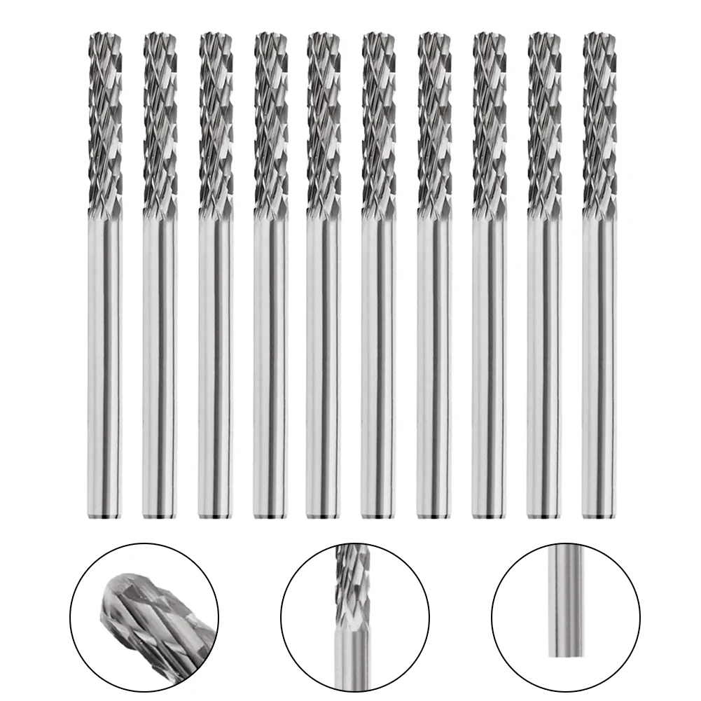 10 PCS 3mm Shank Double Cut Tungsten Carbide Rotary File Set Alloy Milling Cutter For Rotary Tool Rotary Files