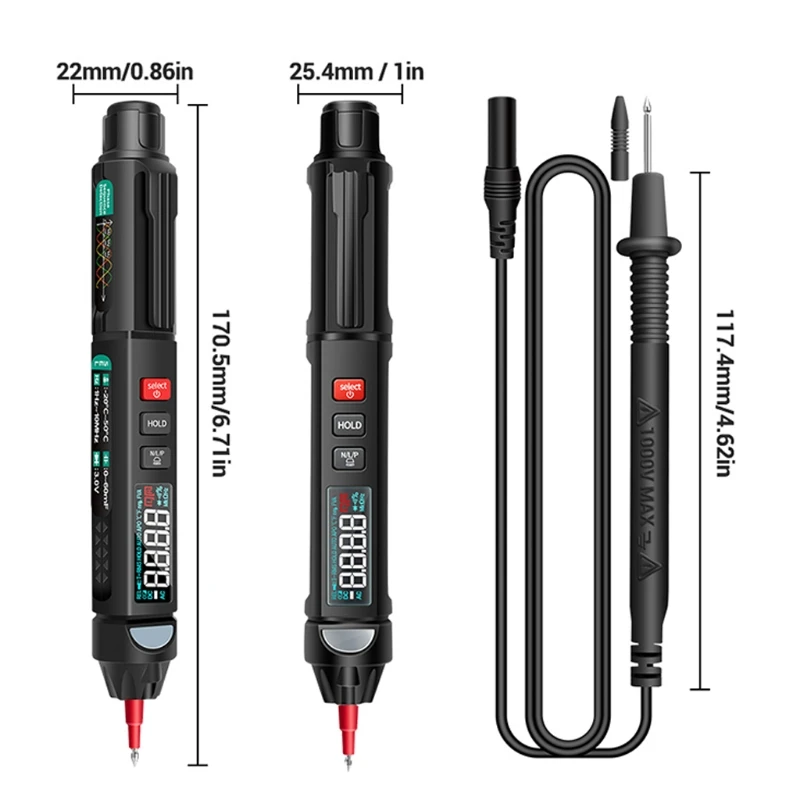 New Hot A3008 Digital 6000 Counts IntelligentMultimeter Pen Tester