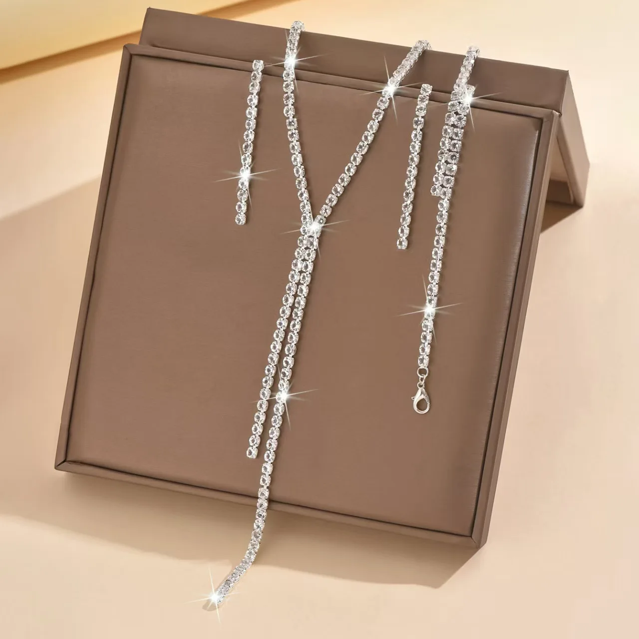4PC Women's Fashion Geometric Necklace Earrings Bracelet Jewelry Set Suitable for Wedding, Party, Festival Gifts-8604